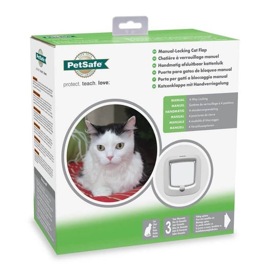 PetSafe Manuel 4 Yönlü Kilitli Kedi Kapısı Beyaz | PetBurada