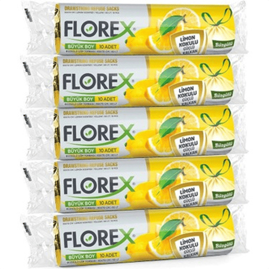 Florex Büzgülü Çöp B.Boy Torbası 65x70 Cm Limon-mixofis.com
