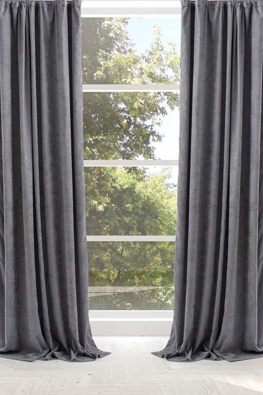 PERDELIQUE Honeycomb Velvet Textured Dark Gray Drawstring Curtain | C&Sari  Design