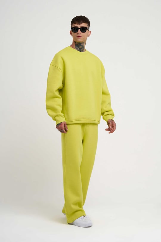 Erkek Baggy Oversize Neon Sarı Eşofman Altı | Machinist