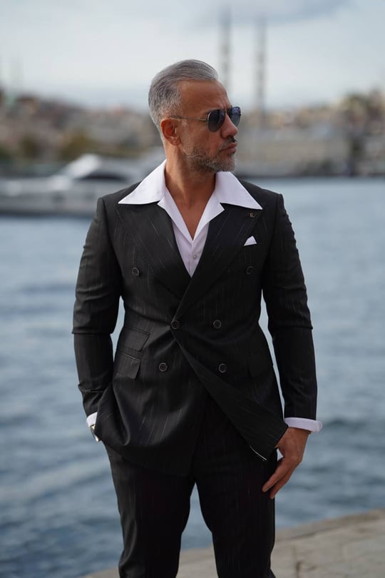 GREY DOUBLE BREASTED SUIT SLIM-FIT, 45% OFF