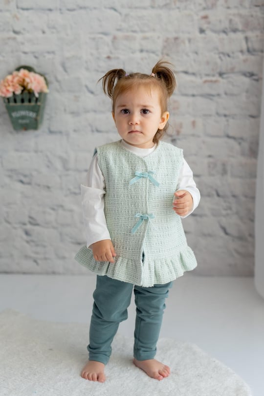 Kız Bebek Yelek Bluz ve Tayt 3'lü Takım Takım | Zeylan Çocuk Giyim 50. yıl