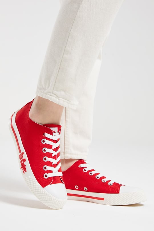 Kadın Lee Cooper Bez Spor Ayakkabı Kırmızı