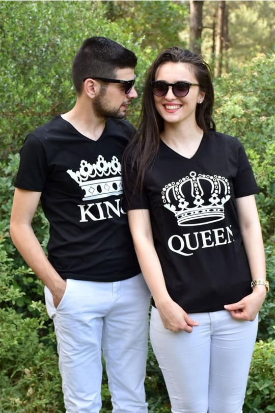 King Queen Siyah Sevgili Tişörtleri giygit.com | Bay ve Bayan Giyim ve  Sevgili Kombinleri