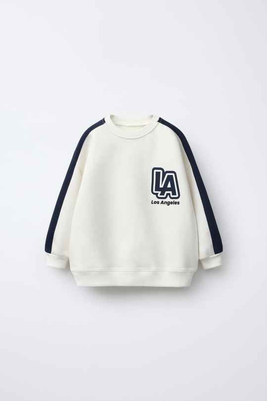 Beyaz LA Baskılı Sweatshirt Eşofman Alt-Üst Takım – görsel 2