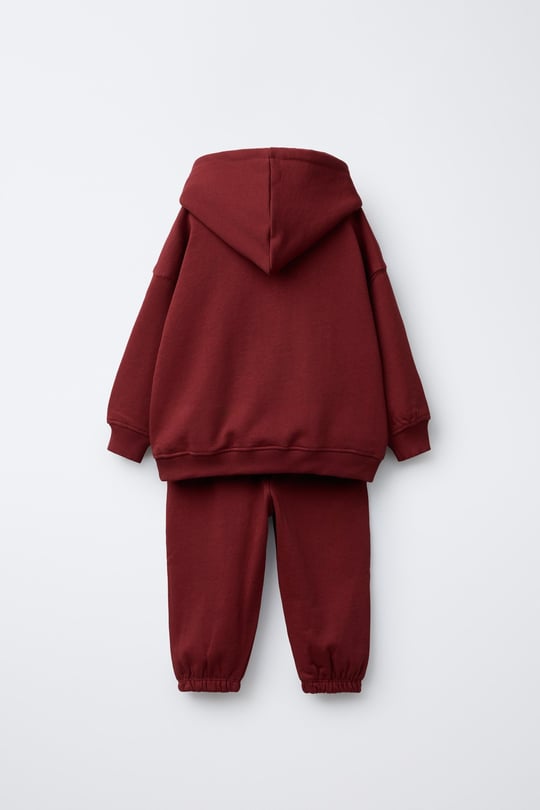 Kapüşonlu Bordo Sweatshirt ve Eşofman Altı Takımı – görsel 2