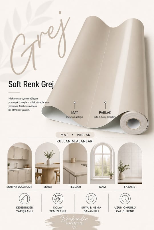  Soft Renk Folyo Mat-Parlak S-02 Grej
