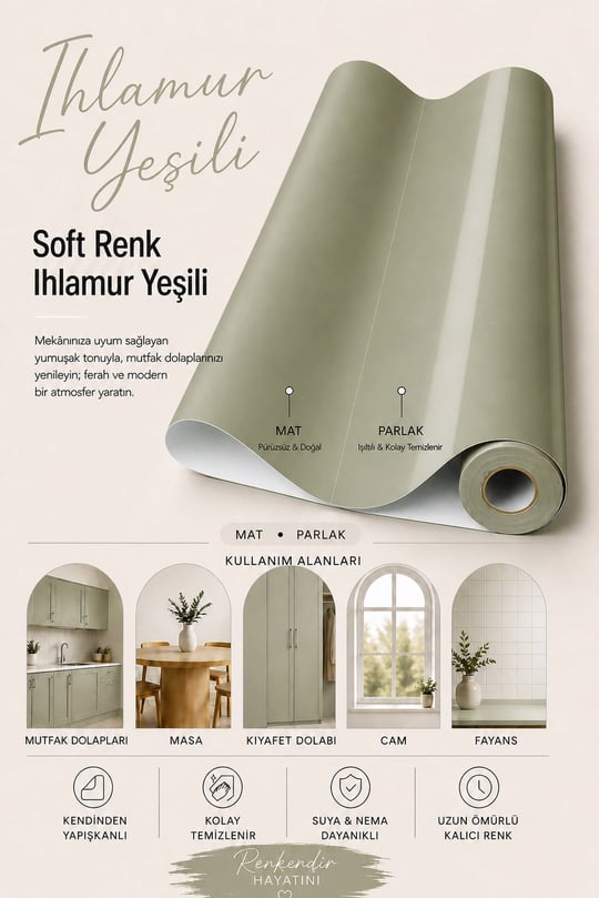  Soft Renk Folyo Mat-Parlak S-03 Ihlamur yeşil