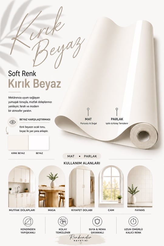  Soft Renk Folyo Mat-Parlak S-04 Kırık Beyaz