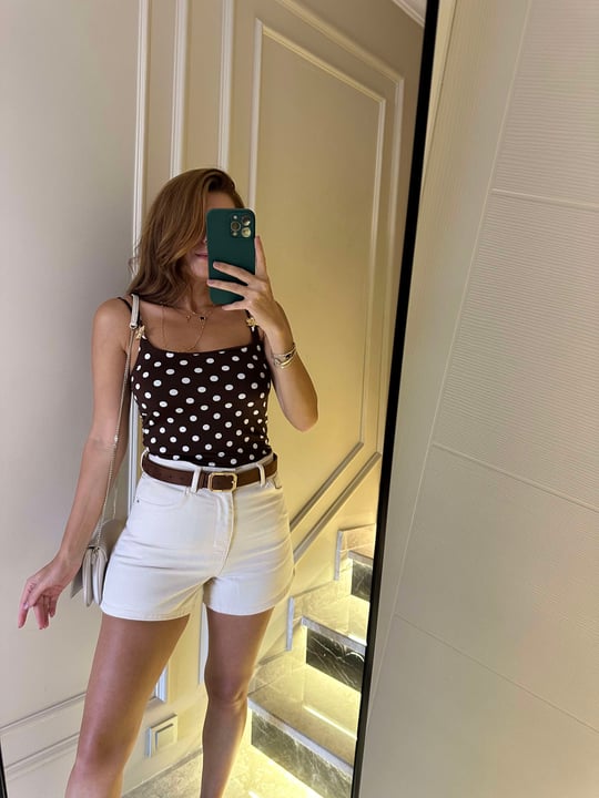 Bej Kemerli Zoe Kot Şort