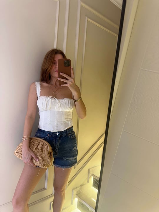 Beyaz İp Askılı Korse Detay Bluz