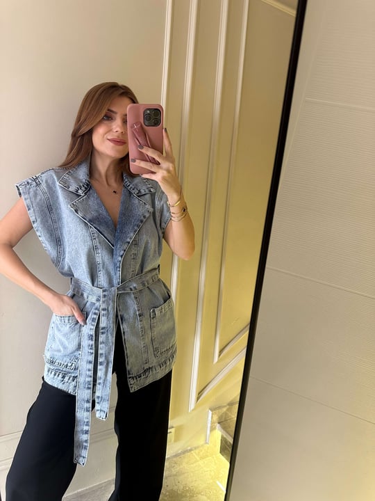 Kemerli Blazer Kot Yelek