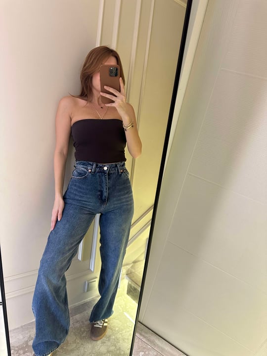 Koyu Mavi Premium Wide Leg Jean