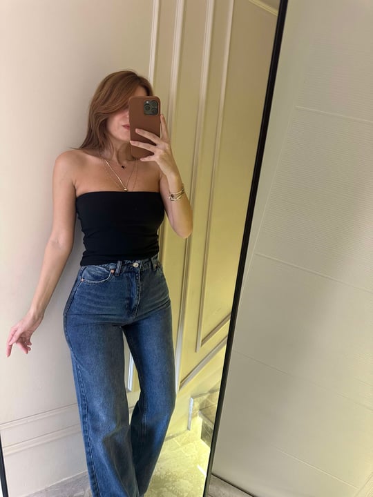 Koyu Mavi Premium Wide Leg Jean