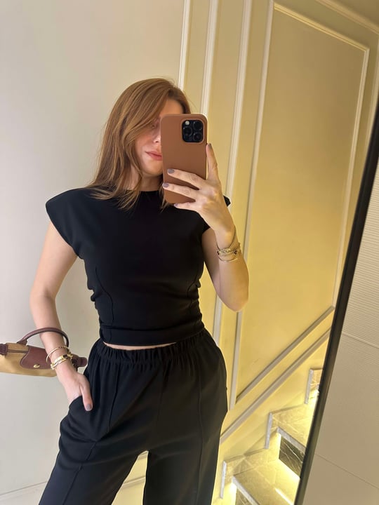 Siyah Pamuk Vatkalı Kolsuz Takım