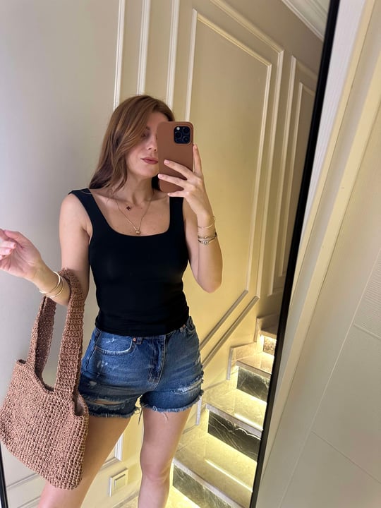 Siyah Sırt Açık Crop Body