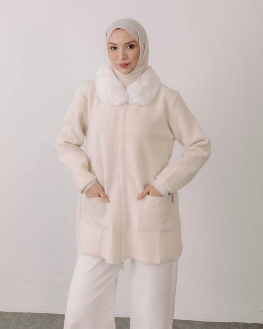 Angora Cepli Krem Ceket