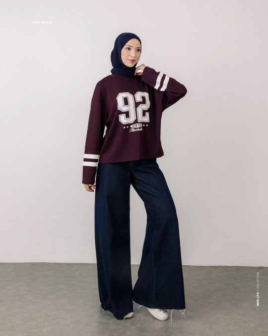 Baskılı Bordo Sweat