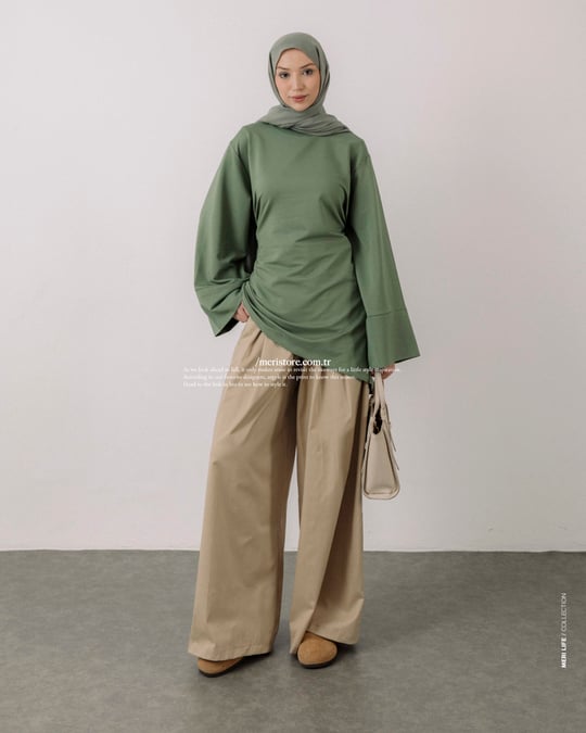 Belden Bağcıklı Mint Yeşili Sweat