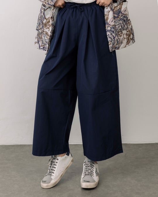 Beli Lastikli Lacivert Pantolon
