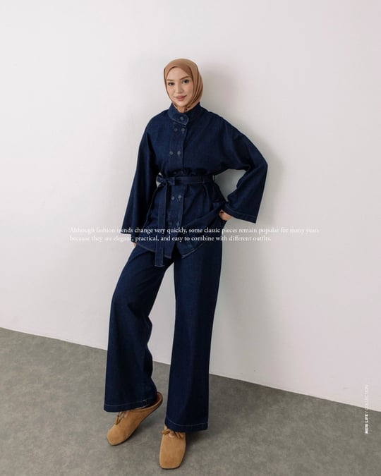 Ceketli Lacivert Denim Takım