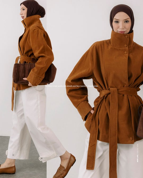 Dik Yaka Camel Ceket