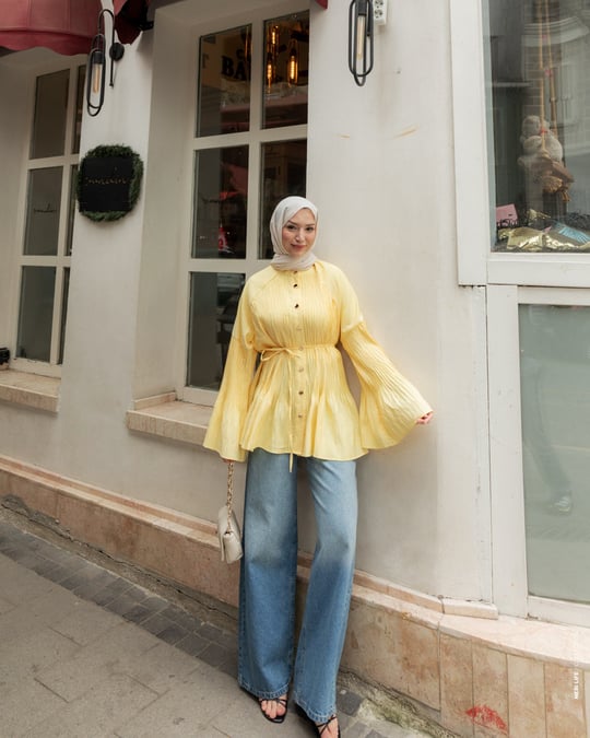Martha Düğmeli Kıraşlı Sarı Gömlek