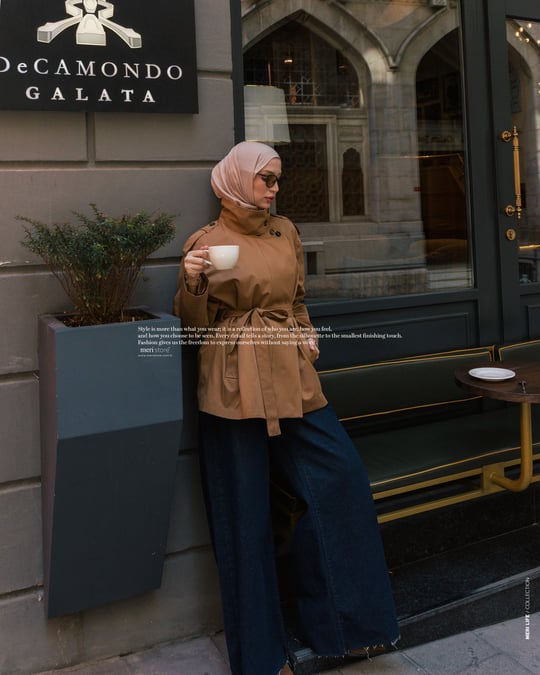 Omuz Apoletli Camel Trençkot