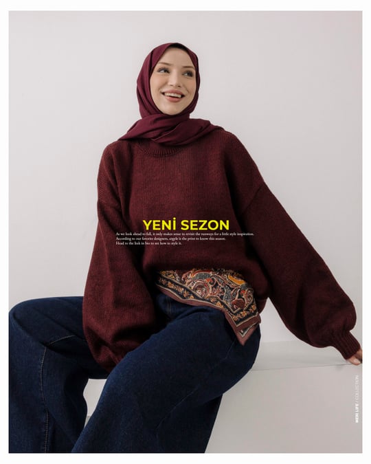 Oversize Bordo Triko Kazak