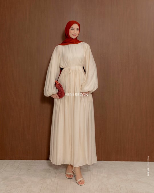 Oversize Doblin Krem Elbise