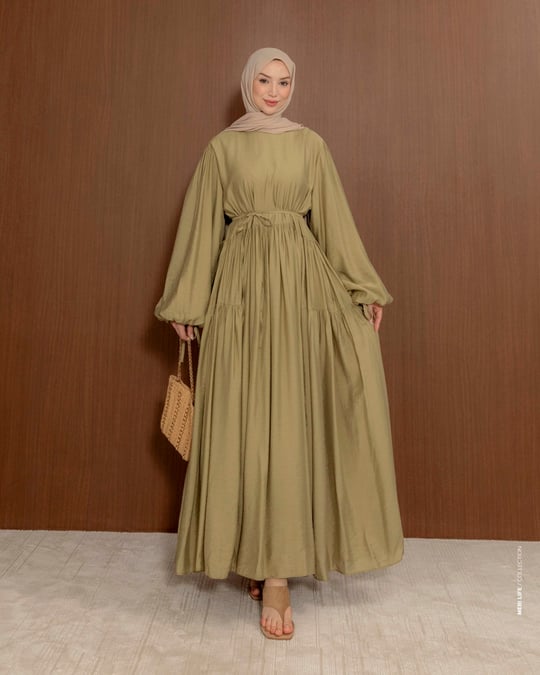 Oversize Doblin Yağ Yeşili Elbise