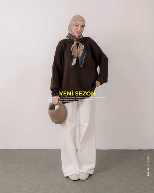 Oversize Kahve Triko Kazak