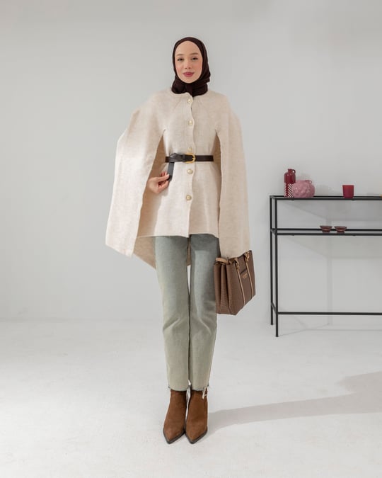 Oversize Krem Triko Panço