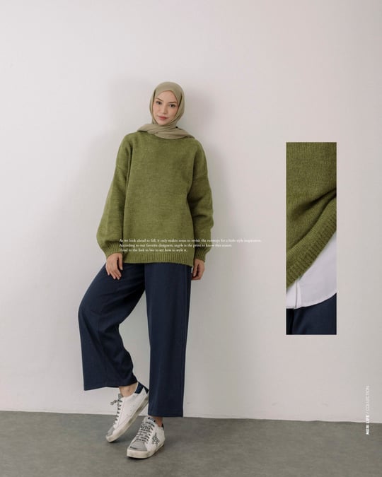 Oversize Yeşil Triko Kazak