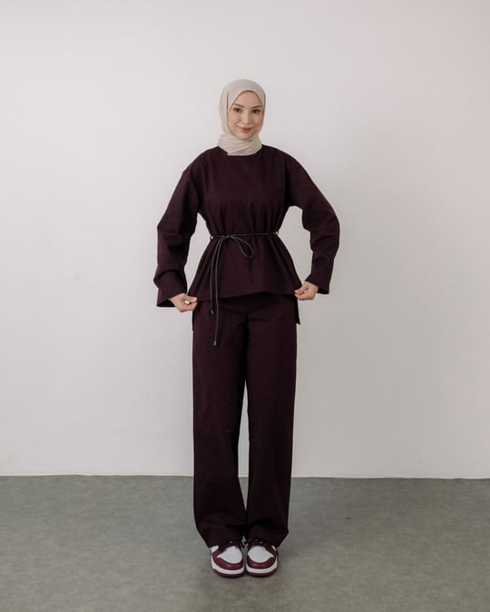 Pantolonlu Gabardin Mürdüm Takım