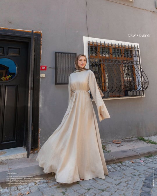 Rovani Basic Taş Keten Elbise