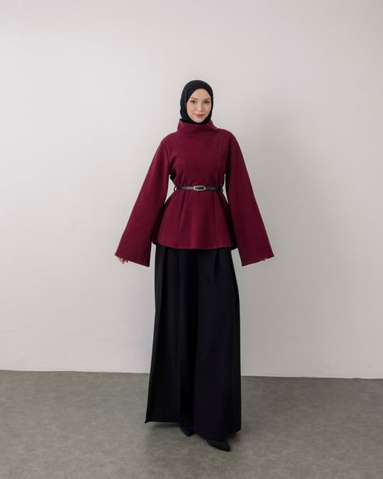 Serez Kemerli Bordo Tunik