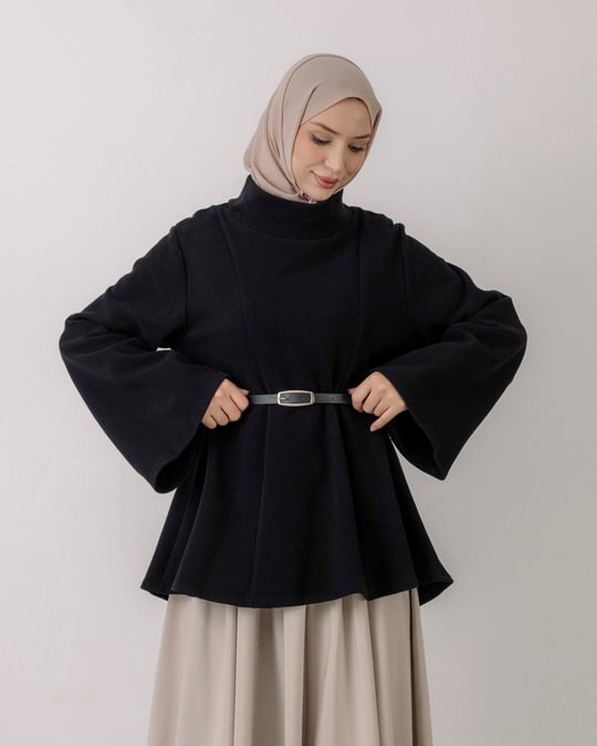 Serez Kemerli Siyah Tunik