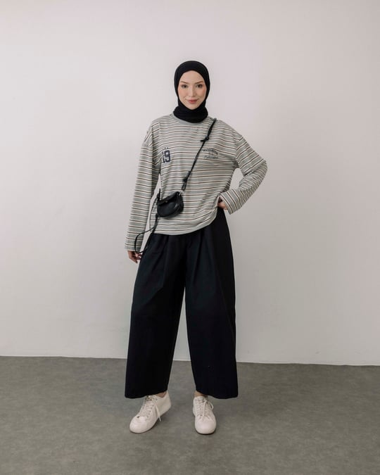 Şeritli Gri Sweat