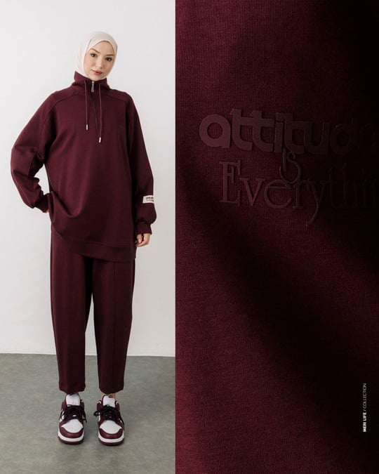 Sweat Pantolon Bordo Takım