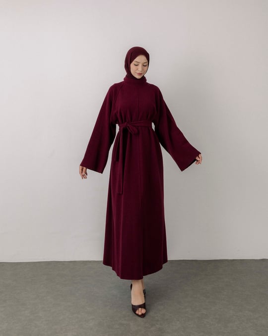 Talin Oversize Bordo Elbise