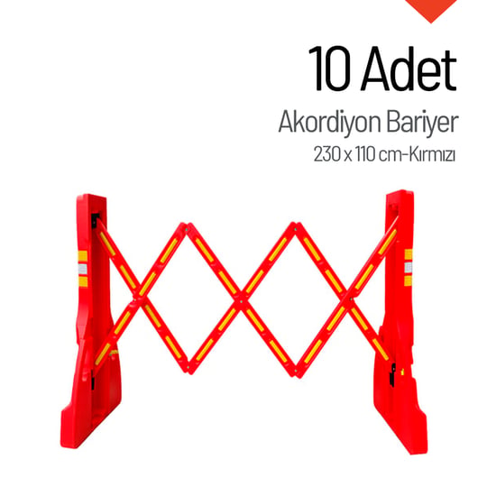 10lu Akordiyon Bariyer Seti Kırmızı 230 x 110 cm