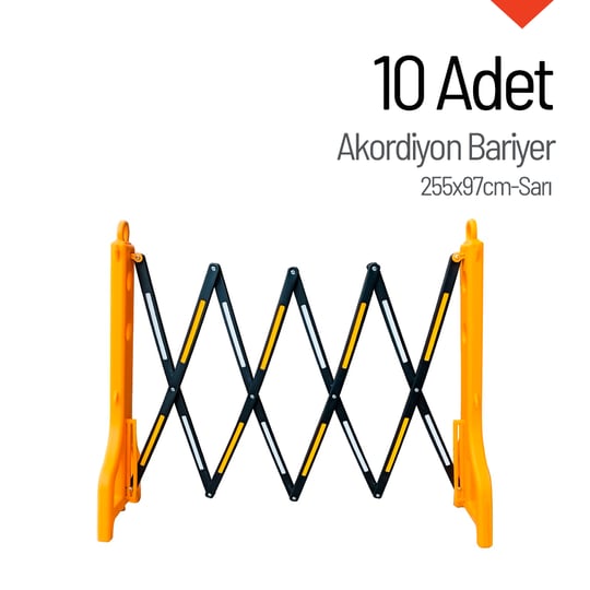 10lu Akordiyon Bariyer Seti Sarı 255 x 97 cm