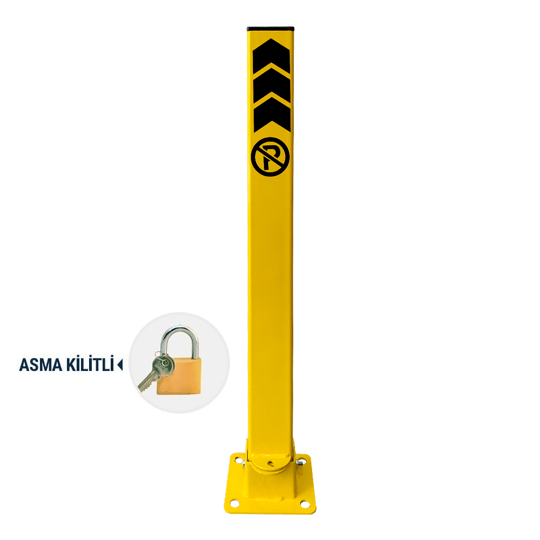 Kilitli Otopark Direği 60 cm, Yatar Tip Park Bariyeri (Asma Kilit Dahil)