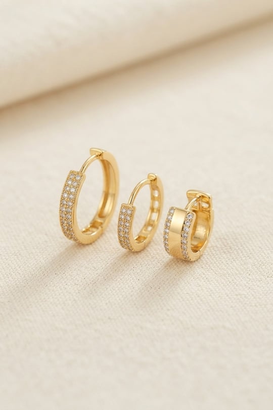 3 lü Set Gold Renk Halka Model Küpe