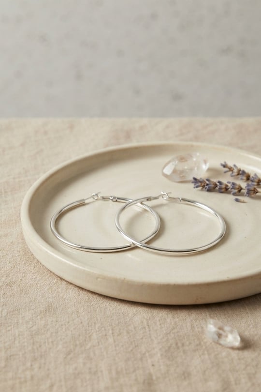 316L Çelik Gümüş Renk 56 mm Halka Küpe