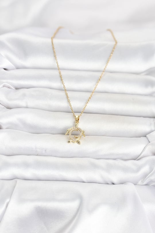 316L Çelik Zincir Gold Renk Caretta Caretta Model Kadın Kolye