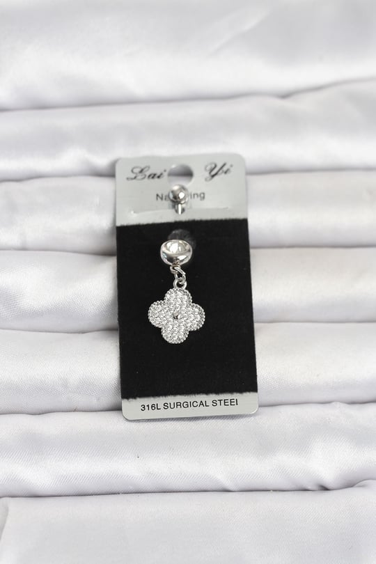 316L Cerrahi Çelik Sallantılı Yonca Model Göbek Piercing