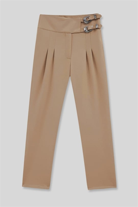 Womens Waist Buckle Pants - Mink