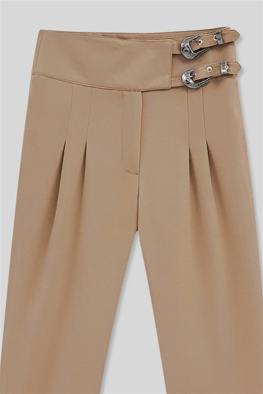 Womens Waist Buckle Pants - Mink